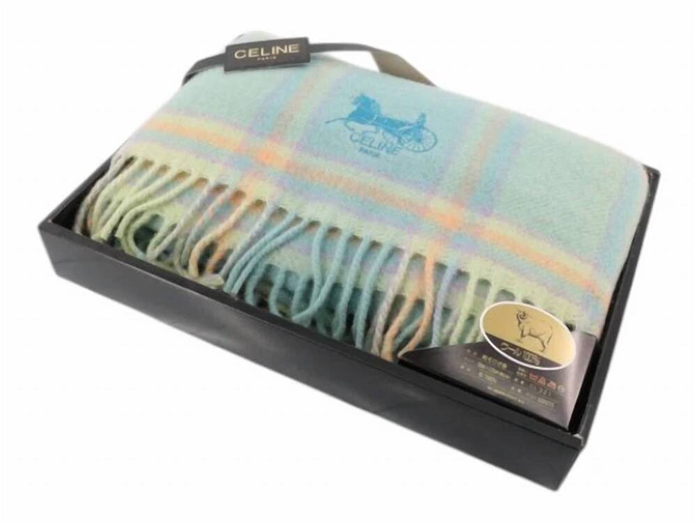 NEW CELINE wool throw blanket in green